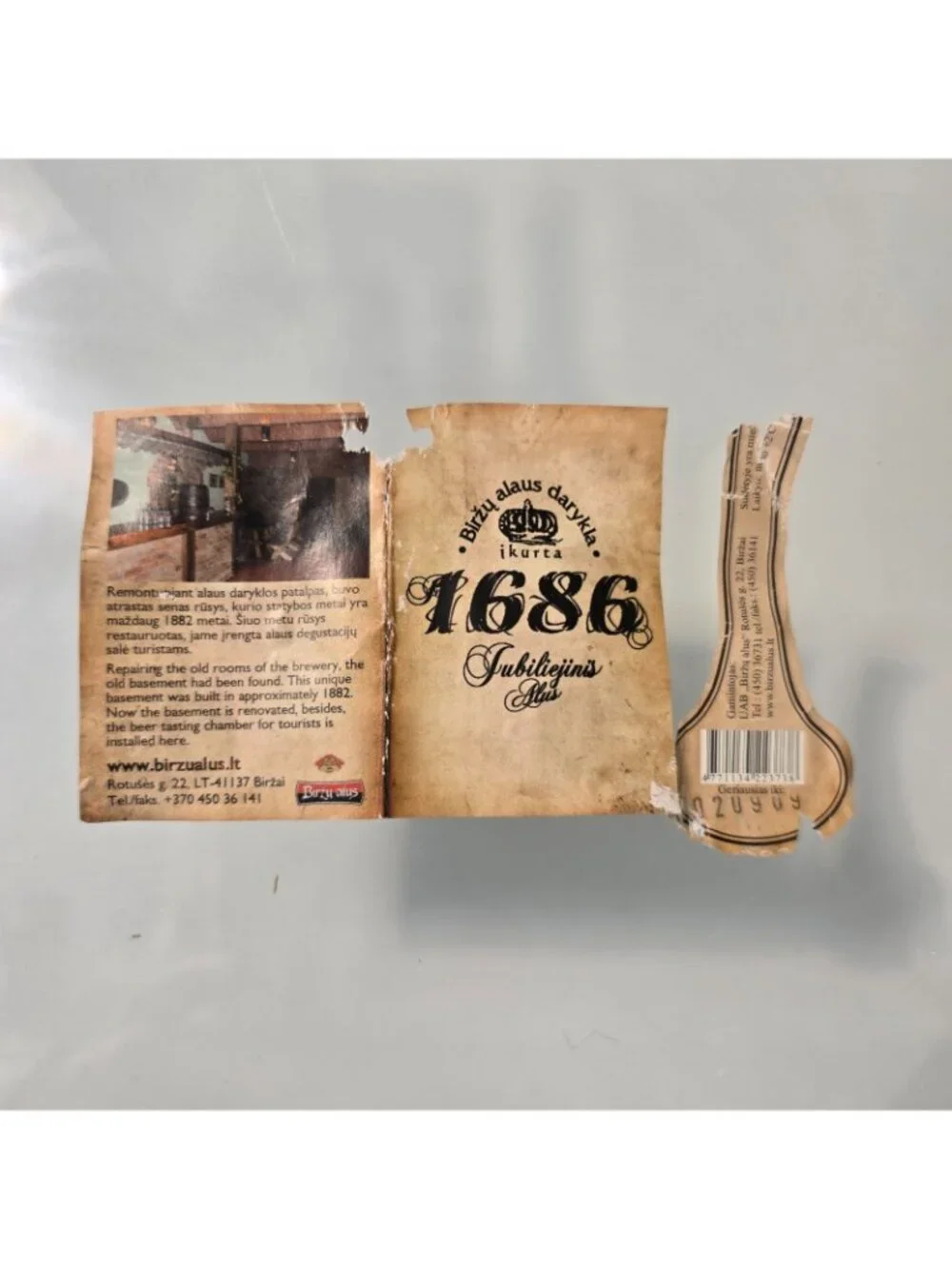1686 Jubiliejinis Biržų Alus 1L Beer Bottle Empty Glass Flip Top